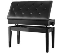 Banqueta Piano Regulable en Altura 72x33x58CM, Banco Piano con Espacio de Almacenamiento, Silla de Piano, Banqueta de Piano Carga Máxima 200KG, 4 PCS Patas Piano Madera Maciza, Negro