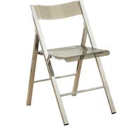 Banqueta Plegable Respaldo de Asiento Acrílico Transparente Estructura Reforzada de Acero Inoxidable hasta 150 Kg Taburete Plegable para Interiores y Exteriores(Gray)