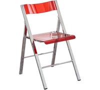 Banqueta Plegable Respaldo de Asiento Acrílico Transparente Estructura Reforzada de Acero Inoxidable hasta 150 Kg Taburete Plegable para Interiores y Exteriores(Red)