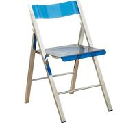 Banqueta Plegable Respaldo de Asiento Acrílico Transparente Estructura Reforzada de Acero Inoxidable hasta 150 Kg Taburete Plegable para Interiores y Exteriores(Blue)