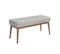 Ángel Cerdá - Banqueta de Tela Gris Oscuro, 100 x 40 x 45 cm - Diseño Moderno con Estructura de Patas de Madera Nogal para Elegancia en Dormitorio y Más