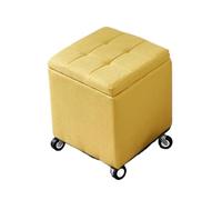 Banquetas Dormitorio Tapizado Banco Almacenaje Acolchado Reposapiés Salon con Ruotede Ottoman con Almacenamiento Puff Almacenaje para Sala De Estar Dormitorio Entrada(Yellow,17.5" x 11.8" x 0.39")