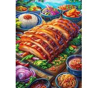 Banquete de Acción de Gracias con Pavo Puzzle 500 Piezas Desafío Intelectual 3D Paisaje de Ciencia ficción Rompecabezas para Hombres Y Mujeres Obra De Arte Colorido Decoración Hogar 500 PCS