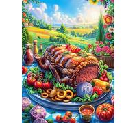 Banquete de Acción de Gracias con Vegetales y Carne Puzzles 1000 Piezas Decoración Hogar 3D Ciencia ficción sueño mágico Rompecabezas Familiar para Adultos Obra De Arte Colorido DIY Creativo 1000 PCS
