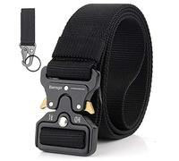 Bansga Cinturón Táctico de los Hombres Estilo Militar con Nosotros Cinturón de Nylon de Alta Resistencia Para el Entrenamiento de Caza Ejército Que se Ejecuta(A-Negro)