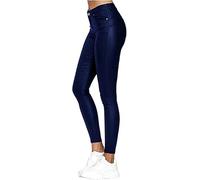 BANTASE Pantalones De Cuero Ajustados Oferta Mujer Liquidación Leggings con Apariencia Mojada Imitación Cintura Alta Trajes Fiesta For Club Salir(Blau,3X-Large)