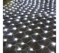 BANTASE Red de Luces de Hadas de bajo Voltaje Totalmente Impermeable de 3 m x 2 m, 320 Luces LED Multicolor, Memoria, Temporizador de 8 Horas(Cool White,1.5m x 1.5m 96led)