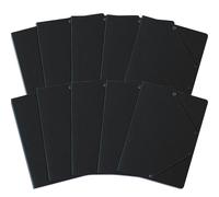 BANTEX Carpeta con cierre de goma, A4, tensor de esquina, carpeta de documentos para oficina o escuela, carpeta ligera para archivos con 2 gomas elásticas, paquete de 10 unidades, color negro