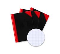 Bantex Libreta A5 cuadriculada, 192 páginas, 70 g/m², tapa dura, color negro, 3 unidades