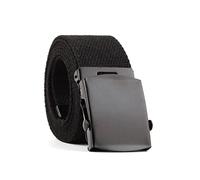 Bantopgong Cinturón de lona automático para hombre y mujer, cinturón de nailon de Color sólido, pretina tejida de tela gruesa, 3,8cm de ancho, Negro, 140cm
