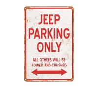 BanuOTL Letrero de metal vintage divertido para decoración de Jeep Parking Only, póster para el hogar, dormitorio, baño, baño, garaje, patio, jardín, granja, bar, cueva, accesorios de pared, 20,3 x