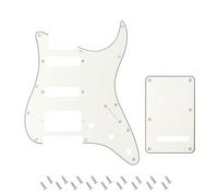Banworks 3-Ply Electric Guitar HSS Pickguard & Backplate Tremolo Cover Set | Protector 11 agujeros, tapa trémolo 6 agujeros para Fender Stratocaster Modern Standard EE.UU./MX JT/HB-09 Blanco Vintage