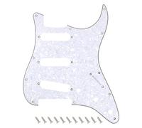 Banworks 4-Ply Electric Guitar Pickguard 11-Hole American ST SSS Pickguard | Placa de rasguño para Fender Modern Standard Stratocaster Strat ST US/México, JT/HB-01 Perla Blanca