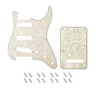 Banworks 8-Hole 50s 57 Vintage ST SSS Pickguard with 6-Hole Backplate | Placa de rasguños 4 capas + tapa cavidad trémolo para Fender Stratocaster Strat ST EE.UU., JT/HB-17 Vintage White Pearl