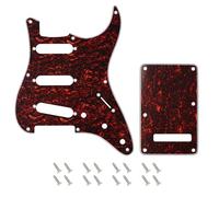 Banworks 8-Hole 50s 57 Vintage ST SSS Pickguard with 6-Hole Backplate | Placa de rasguños 4 capas + tapa cavidad trémolo para Fender Stratocaster Strat ST EE.UU., JT/HB-17 Red Tortoiseshell