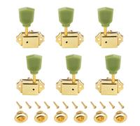 Banworks Clavijas de afinación para guitarra estilo años 50, afinación para cuerdas de guitarra 3L3R orificios para clavijas de 8 mm para Les Paul LP SG ES, JT/JXQ-06 doradas con botón Keystone verde