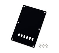 Banworks Cubierta de trémolo para guitarra eléctrica de 3 capas con placa posterior y 6 orificios para Squier Strat ST JT/HGB-02 de fabricación china, color negro brillante