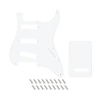 Banworks Golpeador de 1 capa Strat SSS con 11 orificios y placa posterior juego de cubiertas para trémolo de 6 orificios para Standard ST JT/HB-08 de estilo moderno estadounidense color blanco