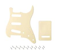 Banworks Golpeador de 1 capa Strat SSS con placa protectora de 11 orificios y placa posterior juego de cubiertas para trémolo de 6 orificios para Stratocaster Standard ST JT/HB-08