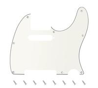 Banworks Golpeador de 3 capas de 8 orificios con placa protectora para raspaduras para guitarras eléctricas de estilo moderno estadounidense/mexicano, Telecaster estándar JT/HB-03, blanco vintage