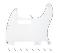 Banworks Golpeador de 3 capas para guitarra eléctrica, con 8 orificios, placa protectora para raspaduras, estilo moderno estadounidense/mexicano, estándar Telecaster JT/HB-03, color blanco