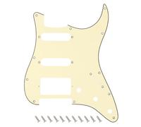 Banworks Golpeador de 3 capas Strat HSS con 11 orificios y placa de protección SSH para Stratocaster estándar ST JT/HB-02 de estilo moderno estadounidense/mexicano, color crema
