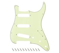 Banworks Golpeador de 3 capas Strat SSS con 11 orificios placa protectora para raspaduras, estilo moderno estadounidense/mexicano, Standard Stratocaster ST JT/HB-01, verde vintage