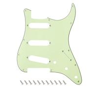 Banworks Golpeador de 3 capas Strat SSS con 11 orificios placa protectora para raspar, estilo moderno estadounidense/mexicano, Standard Stratocaster ST JT/HB-01, color verde menta