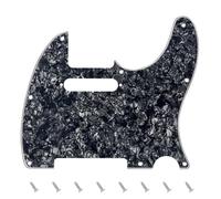 Banworks Golpeador de 4 capas de 8 orificios con placa protectora para raspaduras para guitarras eléctricas modernas de estilo estadounidense y mexicano, Telecaster estándar JT/HB-03, negro perlado