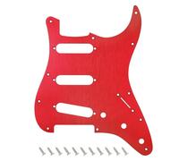 Banworks Golpeador de aluminio Strat SSS de 1,5 mm de grosor, 1 capa, 11 agujeros, borde recto, placa para arañazos para Fender de estilo moderno americano Ultra Stratocaster Strat ST JT/HB-01 rojo