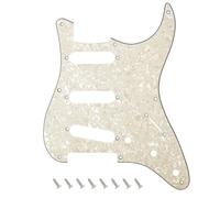 Banworks Golpeador de guitarra SSS de 8 agujeros 50s 57 Strat SSS, estilo vintage, placa para arañazos para American Fender Stratocaster Strat ST JT/HB-16, 4 capas, color blanco perla vintage