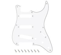 Banworks Golpeador de guitarra SSS de 8 agujeros 50s 57 Strat SSS, estilo vintage, placa para arañazos para American Fender Stratocaster Strat ST JT/HB-16, 3 capas, color blanco