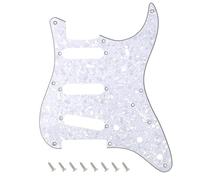 Banworks Golpeador de guitarra SSS de 8 agujeros 50s 57 Strat SSS, estilo vintage, placa para arañazos para American Fender Stratocaster Strat ST JT/HB-16, 4 capas, color blanco perla