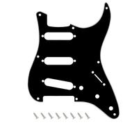 Banworks Golpeador de guitarra SSS de 8 agujeros 50s 57 Strat SSS, estilo vintage, placa para arañazos para American Fender Stratocaster Strat ST JT/HB-16, 3 capas, color negro