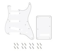 Banworks Golpeador de guitarra SSS de 8 agujeros de estilo vintage y placa trasera de 6 agujeros para Fender Stratocaster Strat ST JT/HB-16 de 3 capas, color blanco