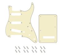 Banworks Golpeador de guitarra SSS de 8 agujeros de estilo vintage y placa trasera de 6 agujeros para Fender Stratocaster Strat ST JT/HB-16 de 3 capas, color crema