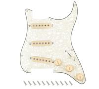 Banworks Golpeador SSS de 4 capas estilo vintage F '60s Tonos precableado Strat con pastillas Alnico escalonadas 5 SSS de bobina única para guitarras Fender Stratocaster ST JT/HBZC-01 Vintage White