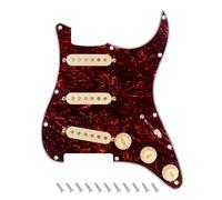 Banworks Golpeador SSS de 4 capas estilo vintage F '60s Tonos precableado Strat con pastillas Alnico escalonadas 5 SSS de bobina única para guitarras eléctricas Fender Stratocaster JT/HBZC-01 rojo