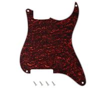 Banworks Golpeador Strat de 4 capas y 4 agujeros para guitarra de bricolaje, placa para arañazos para guitarras eléctricas Fender Stratocaster Strat ST Style JT/HB-12 rojo carey