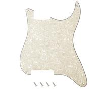 Banworks Golpeador Strat de 4 capas y 4 agujeros para guitarra de bricolaje, placa para arañazos para guitarras eléctricas Fender Stratocaster Strat ST Style JT/HB-12 Vintage White Pearl