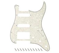 Banworks Golpeador Strat HSS de 4 capas con 11 orificios placa de protección SSH para Stratocaster estándar de estilo moderno estadounidense/mexicano ST JT/HB-02 Vintage White Pearl