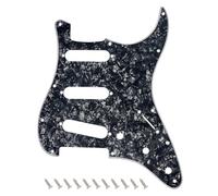Banworks Golpeador Strat SSS de 4 capas con 11 orificios placa protectora para raspaduras para Stratocaster estándar ST JT/HB-01 de estilo moderno estadounidense/mexicano, color negro perlado