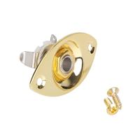 Banworks Jack de entrada elíptico de 6,35 mm, ovalado, con forma de ojo de gato, para guitarra eléctrica, placa de entrada y salida con tornillos para bajo Super Strat ST Tele JT/CK-01 dorado