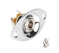 Banworks Jack de entrada elíptico de 6,35 mm, ovalado, con forma de ojo de gato, para guitarra eléctrica, placa de entrada y salida con tornillos para bajo Super Strat ST Tele JT/CK-01 cromado