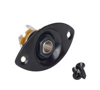 Banworks Jack de entrada elíptico de 6,35 mm, ovalado, con forma de ojo de gato, para guitarra eléctrica, placa de entrada y salida con tornillos para bajo Super Strat ST Tele JT/CK-01, color negro