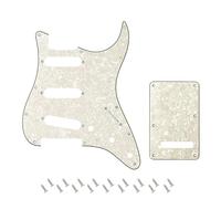 Banworks Juego de pickguard y tapa de tremolo de 4 capas SSS | 11-Hole Pickguard y 6-Hole Tremolo Cover para USA/MX Fender Modern Stratocaster Strat ST JT/HB-08 Perla Blanca Vintage