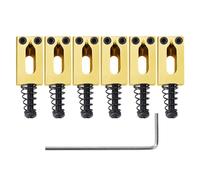 Banworks Juego de silletas de puente modernas de 10,5 mm (13/32 pulgadas) para guitarras Fender Strat ST Tele, espaciado entre cuerdas de 52,5 mm (2-1/16 pulgadas), paquete de 6 JT/QM-01 dorado