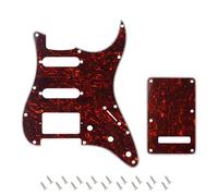 Banworks Juego pickguard y tapa de trémolo HSS 4 capas guitarra eléctrica | 11-Hole Pickguard y 6-Hole Tremolo Cover para USA/MX Fender Modern Standard Stratocaster Strat ST JT/HB-09 Tortoiseshell Roja