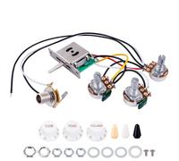 Banworks Kit cableado guitarra, 2 tonos 1 vol preconectado 500K | Potenciómetros Mini 2T1V, interruptor 5 vías, jack 6,35 mm para Fender/Squier Stratocaster ST JT/DLZC-02