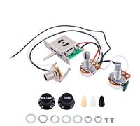 Banworks Kit cableado guitarra eléctrica, 1 tono 1 vol preconectado 250K | Potenciómetros mini 1T1A, interruptor 5 vías, jack 6,35 mm para Fender/Squier Stratocaster JT/DLZC-03